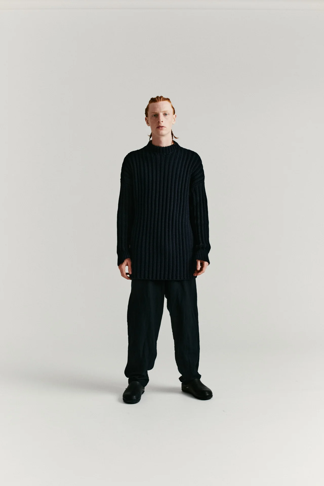 CREW NECK OPEN RIB SWEATER - WOOLY - NAVY - Image 7
